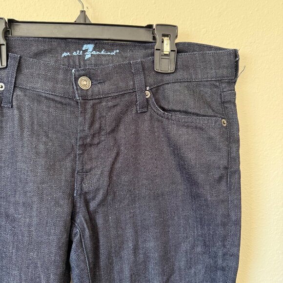 7 For All Mankind Women's Capri Blue Denim Dark Wash Jeans Sz 28 - Picture 2 of 6